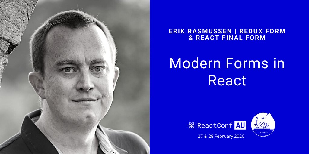 ReactConfAU's tweet image. Erik Rasmussen (@erikras) is the author of Redux Form & React Final Form.
The US expat living in España says, "Hooks make building forms in React easier than ever before."
Meet him at #ReactConfAU 👉 reactconfau.com/talks/modern-f…
🇪🇸🇺🇸🇦🇺
#ReduxForms #ReactFinalForm #techconf