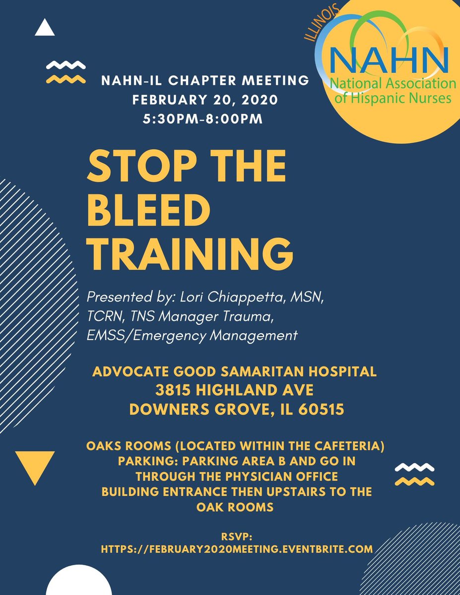 nahn_illinois's tweet photo. See you there, all are welcome. Come join us for a free @StopTheBleed training at @AdvocateAurora Good Sam Hospital. #NAHN #NAHNIL #NAHNFamilia #NAHNLeaders #Innovation #NursesSupportNurses #NurseLeaders #NursesWhoTweet #NAHNLargestChapter #WeAreNAHN https://t.co/k38LJVWAyB