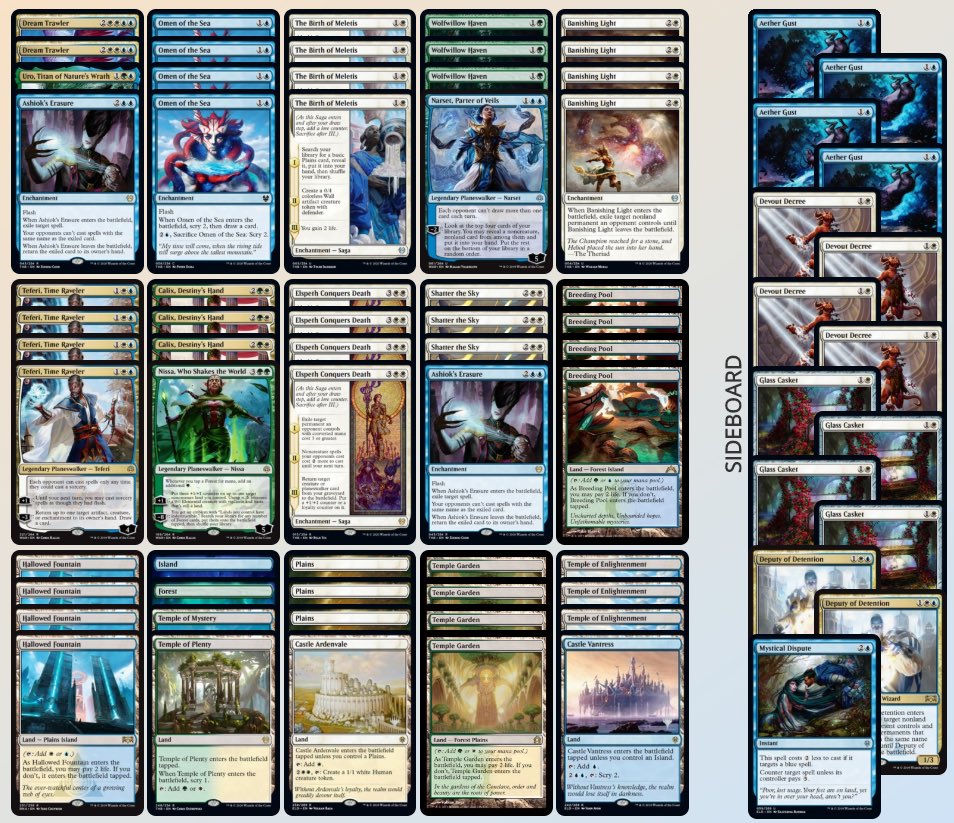 _MediaPlay's tweet photo. Put up some good results by the end of stream with this list, adapted from the Calix lists running around and inspired by @JeffHoogland’s stream today. A lot of fun to play in the meta. Added Nissa. It’s almost like... using all the best cards in the format makes a deck good. 🤔 https://t.co/ufDfkwC5uT