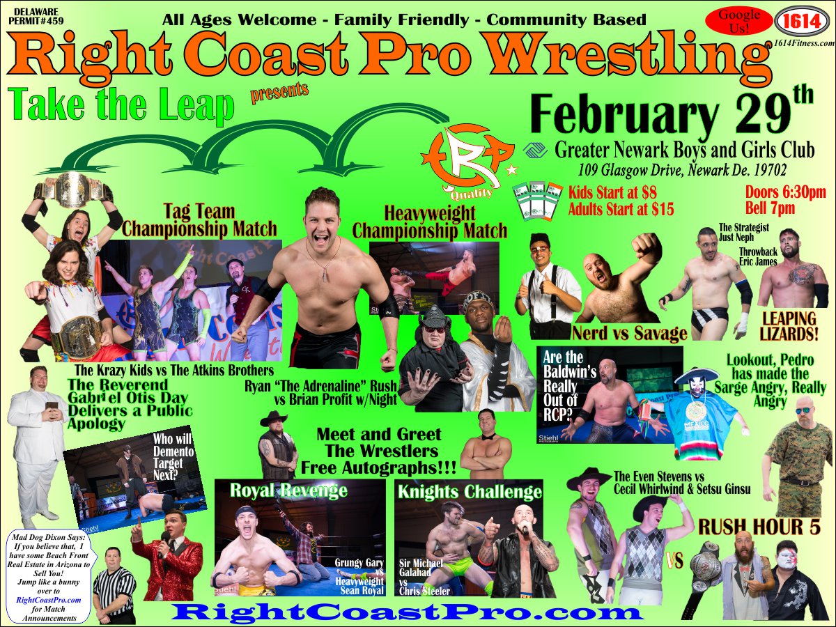 rightcoastpro's tweet photo. Tickets are on sale for our Take the Leap Pro Wrestling Community Benefit Event
Can’t attend and want to help? Donate your ticket and we will share the love with
the children of the Greater Newark Boys and Girls Club of Delaware
https://t.co/2ALYa6v2qy https://t.co/ZGau9VR4He