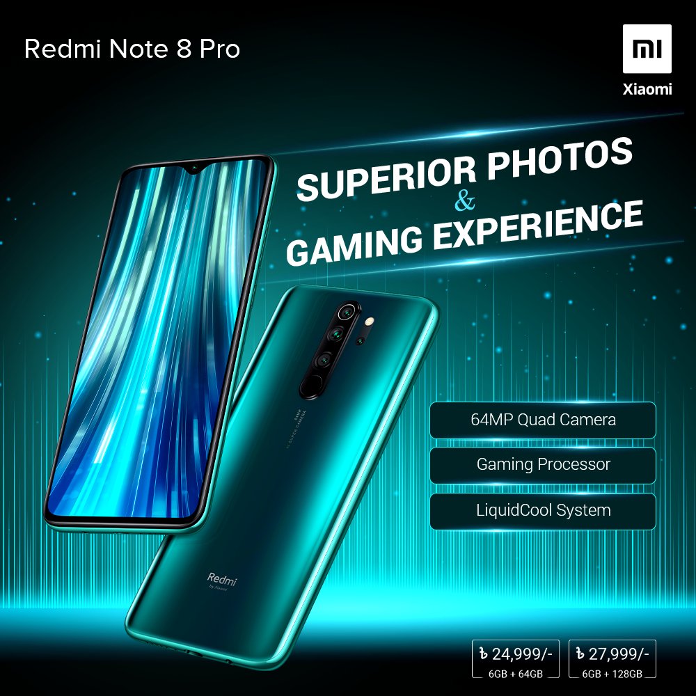MiBangladesh's tweet image. Experience the flagship level of endurance with 64MP Pioneer-level Quad Camera and Helio G90T Professional Gaming Processor altogether on #64MPQuadCamera #RedmiNote8Pro.😎😎😎