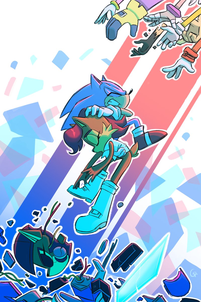 Sonic_Online's tweet photo. "Yeah, I feel good!" In the second place, we have Gaia Ruggenini. By far the most emotionally resonant of the submissions, this is a good take on the Sally rescue conclusion. https://t.co/htED7RCCY4