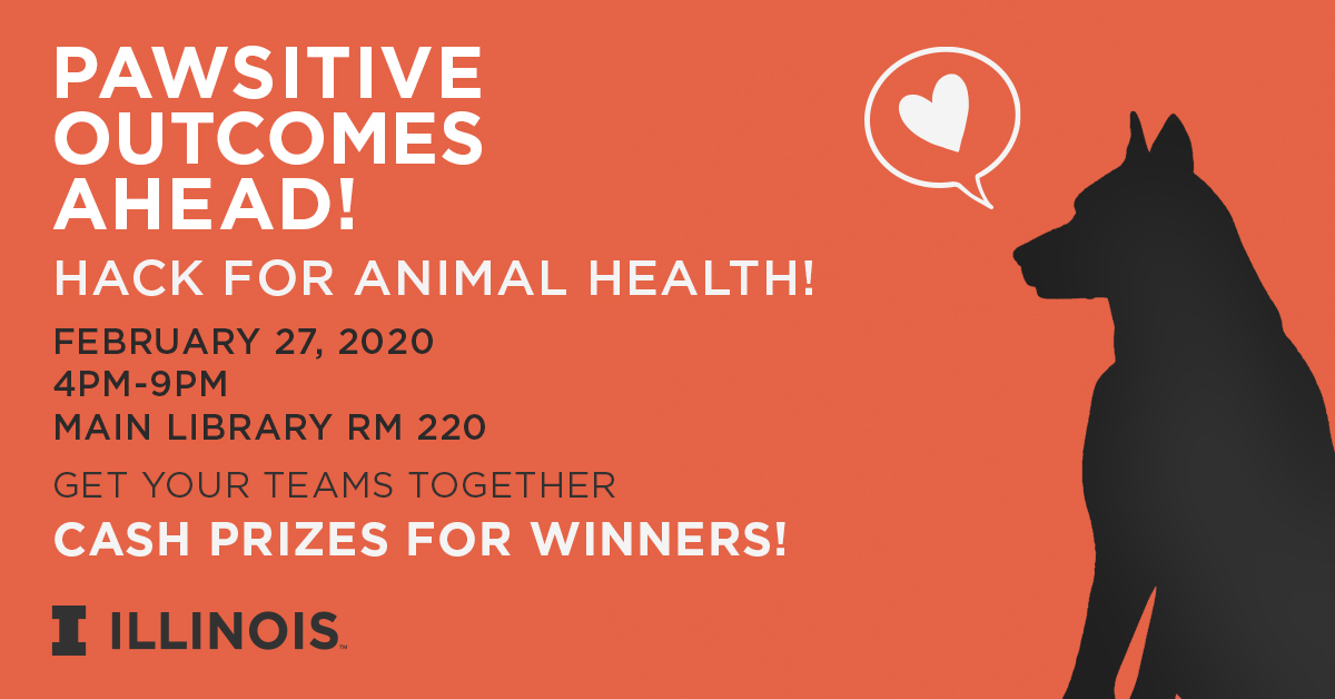 SCDillinois's tweet photo. Let's get our heads together and #HackForAnimalHealth! This year's challenge: #DogAnxiety. Cash prizes for the best ideas! Interested? Visit https://t.co/oCK4dapVPd for more info and registration. cc: @VetMedIllinois @IllinoisLibrary #designthinking #humancentereddesign https://t.co/WTBN6YB3nX