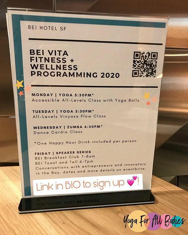 Yoga for All Bodies™ (@yogaforallbodie) on Twitter photo Yay! I'm so happy to be part of this incredible program at the beautiful <a href="/beihotelsf/">BEI Hotel San Francisco</a> 💕!! Yoga, Zumba and interesting conversations with entrepreneurs and innovators 🥰! ⠀⠀
These activities are open to all the community! Not only hotel guests 🤩! I'… ift.tt/2SQLNHi Yay! I'm so happy to be part of this incredible program at the beautiful <a href="/beihotelsf/">BEI Hotel San Francisco</a> 💕!! Yoga, Zumba and interesting conversations with entrepreneurs and innovators 🥰! ⠀⠀
These activities are open to all the community! Not only hotel guests 🤩! I'… ift.tt/2SQLNHi