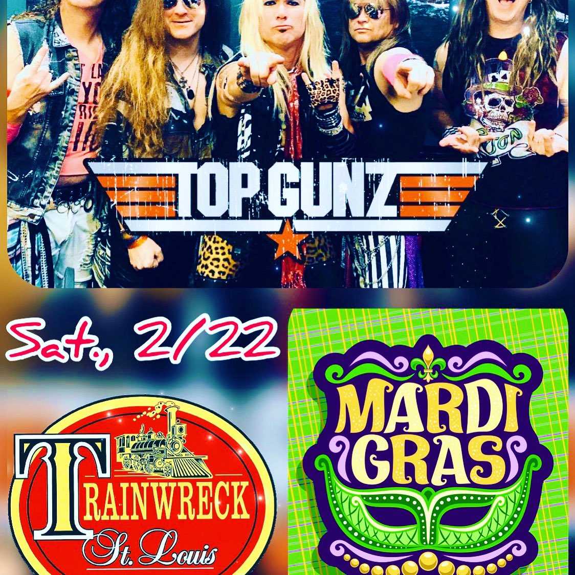 TopGunZstl's tweet photo. This Sat., 2/22 at the Trainwreck Saloon Westport! https://t.co/q99EcrH2uC