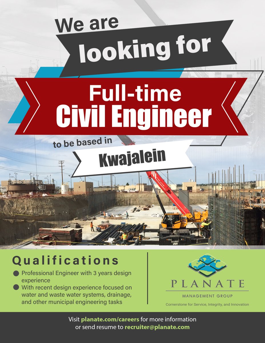 planateph's tweet photo. Are you a Civil Engineer and would want to work in Kwajalein? Send your resume to us at recruiter@planate.com!

#recruitment
#recruiter
#Planate
#PlanateManagementGroup
#kwajalein https://t.co/bWuP2JEVVv