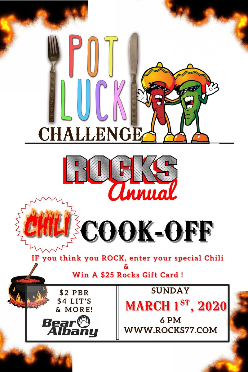 #chilicookoff #potluck #SundayFunday <a href="/Rocks77/">ROCKS</a> #bearalbany