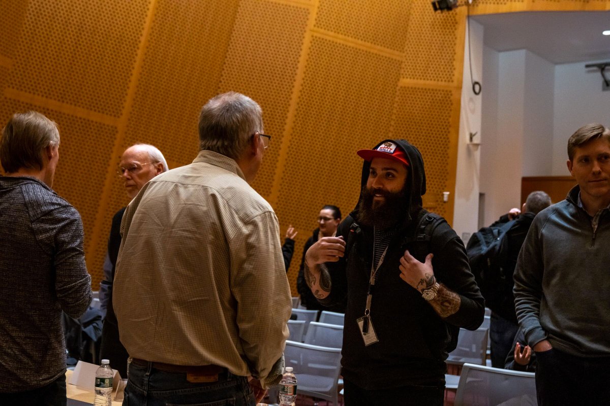 AIHealthMIT's tweet photo. Here are some photos from last Thursday during our panel on "What Machine Learning Can and Cannot do for Drug Discovery?" Thank you to everyone who attended!

ft. @wpwalters, @ItsJonStokes, @JonahCallinBack, @BarzilayRegina, &amp; Tommi Jaakkola https://t.co/fsdvywiOj8