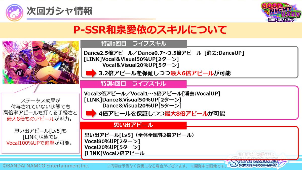 アイドルマスター シャイニーカラーズ公式 インフォメーションレター 3 4 さらに 2月日 木 開催予定の新規ガシャに登場する Ssrプロデュースアイドル メイ ビー 和泉 愛依 のスキルとおすすめ編成をご紹介しました 登場が楽しみですね