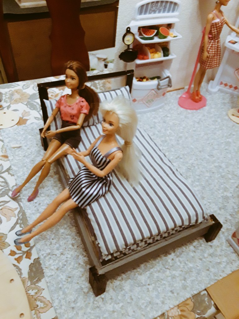 vonmask's tweet photo. Fashion dolls bed shopping.  #craftingwiththegrandbaby https://t.co/vFmPtq7Bst