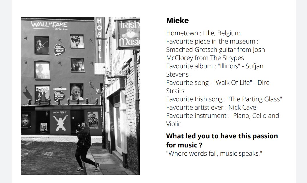 Morning, meet one of my favorite people: Mieke. She moved to Ireland from Belgium because of her passion for Irish music. She is such a warm, friendly and engaging human. Call in and meet our team. #Irishrockmuseum #templebarrocks #rorygallagher #garymoore #u2 #thinlizzy