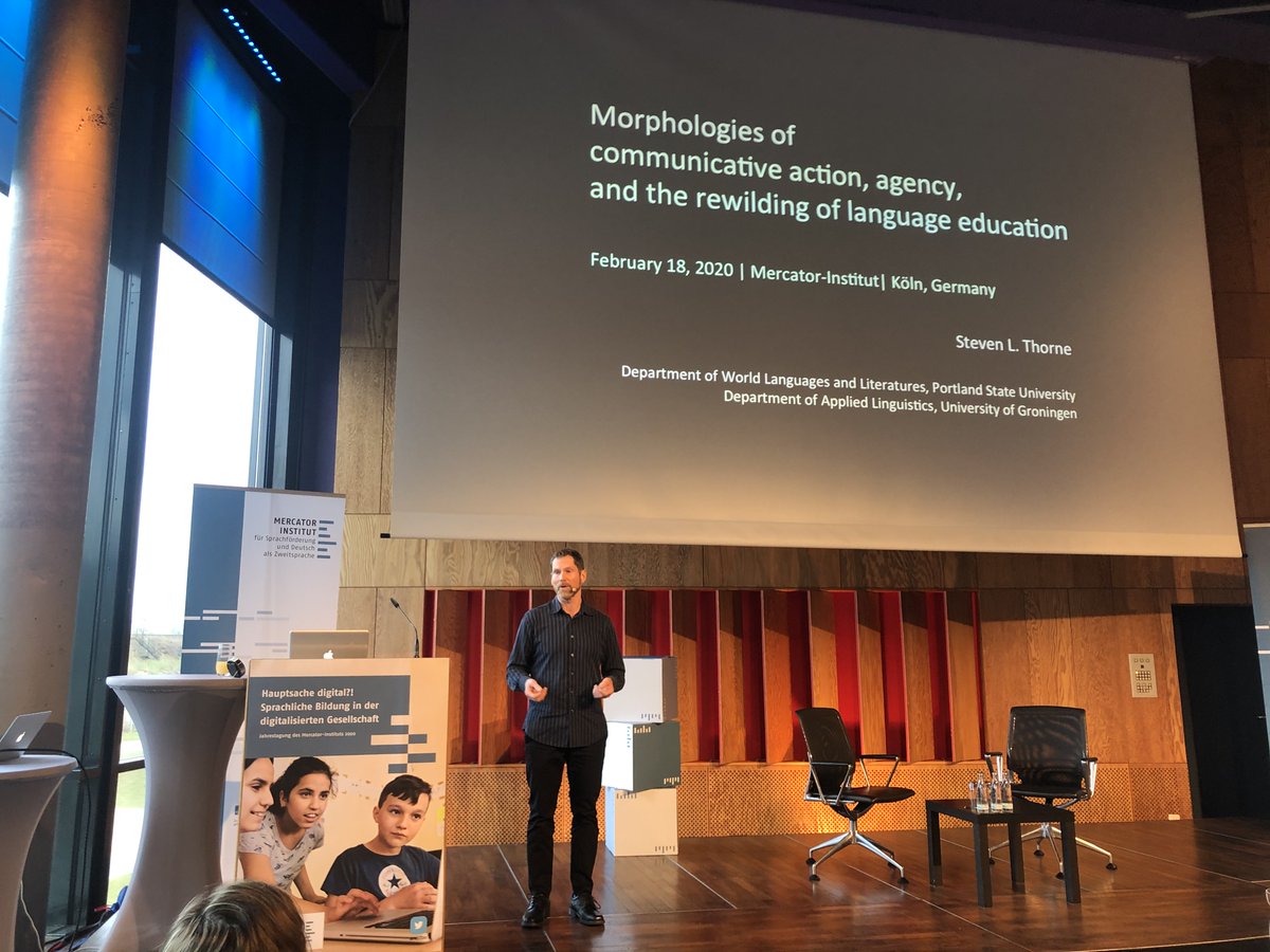 We are looking forward to <a href="/stevenlthorne/">steven thorne</a> from <a href="/Portland_State/">Portland State University</a> and his keynote on "Action, agency, and rewilding #languageeducation " – at #MIJT20. Watch the talk in our livestream:
mercator-institut-sprachfoerderung.de/index.php?id=4…