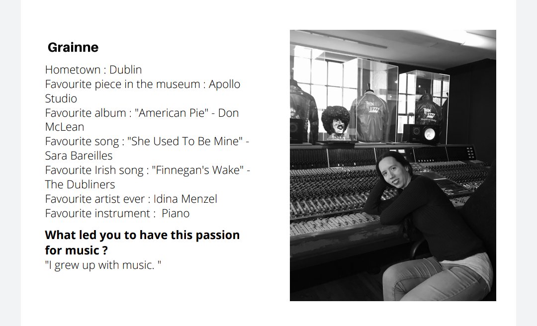 Meet the team. Grainne. Tour guide, administrator and champion Irish dancer. #irishrockmuseum #templebarrocks #U2 #thinlizzy #rorygallagher #sineadoconnor