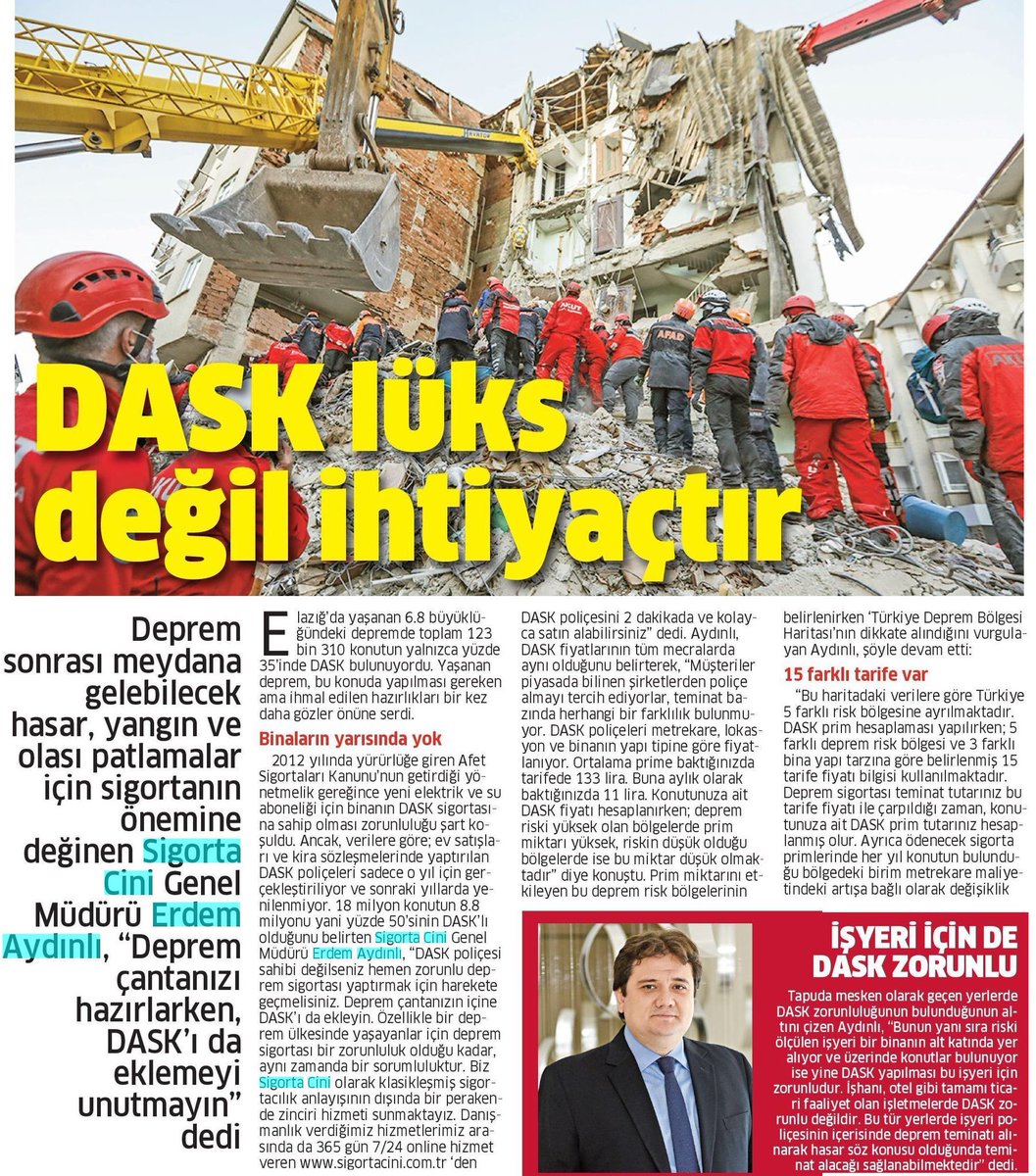 Since the first day <a href="/sigortacini/">Sigorta Cini</a> is working on improving the insurance awareness. Today we focus earthquake insurance / Sigorta Cini kurulduğu günden beri sigorta konusundaki farkındalığı artırmak için çalışıyor. Bugün konumuz DASK
#sigortacini #mahallenizinsigortacısı #dask