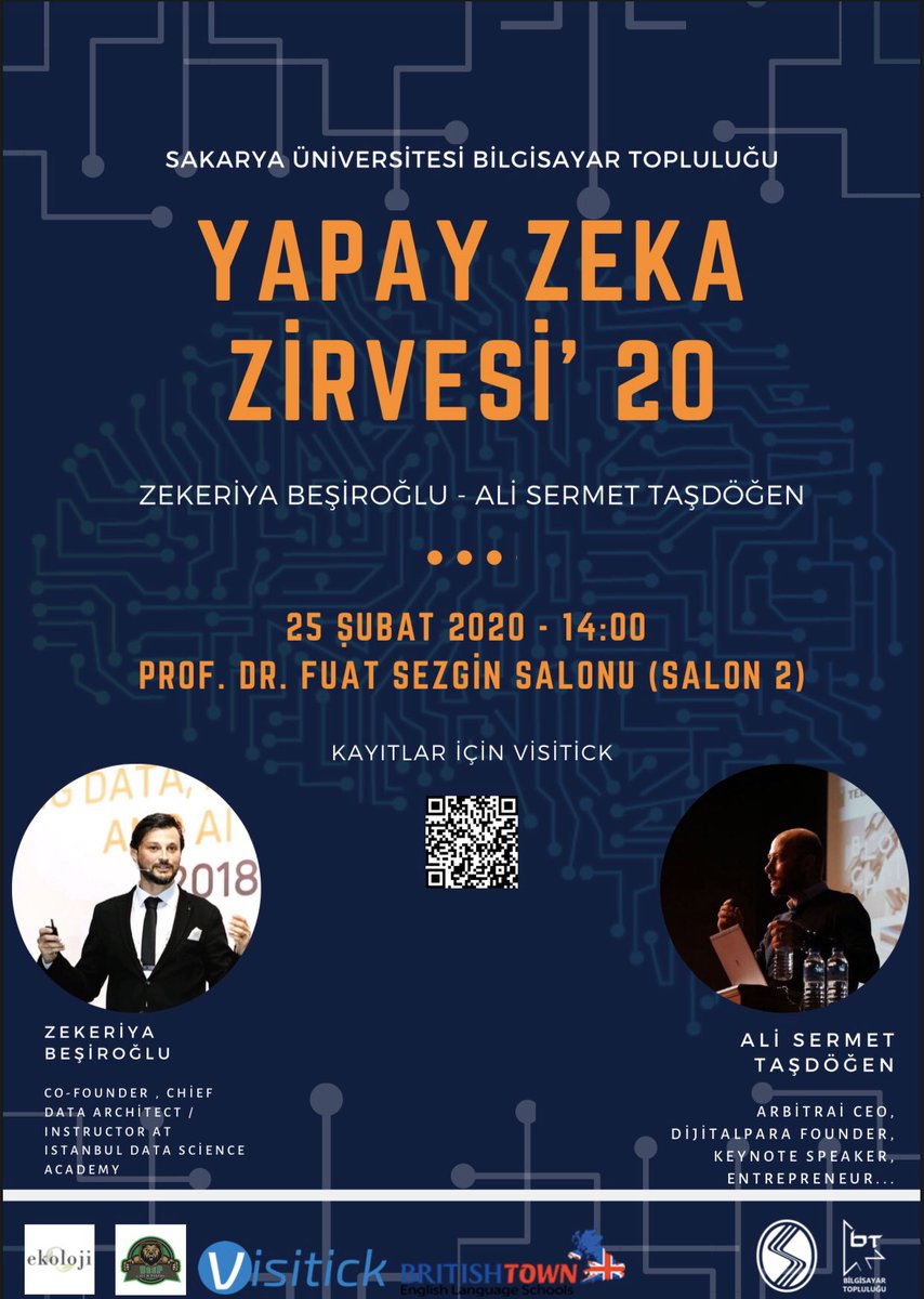 btsakarya's tweet photo. Yapay Zeka Zirvesi ‘20

YAPAY ZEKA ÇAĞINDA İNSAN OLMAK 

ALİ SERMET TAŞDÖĞEN

ZEKERİYA BEŞİROĞLU

İki değerli konuşmacımız 25.02.2020 tarihinde saat 14.00’de Kongre Merkezi salon 2’de bizlerle olacak 💥

Hepinizi bekliyoruz.!👨🏻‍💻👩🏻‍💻👊🏼💥 https://t.co/9yDWdQpaTl