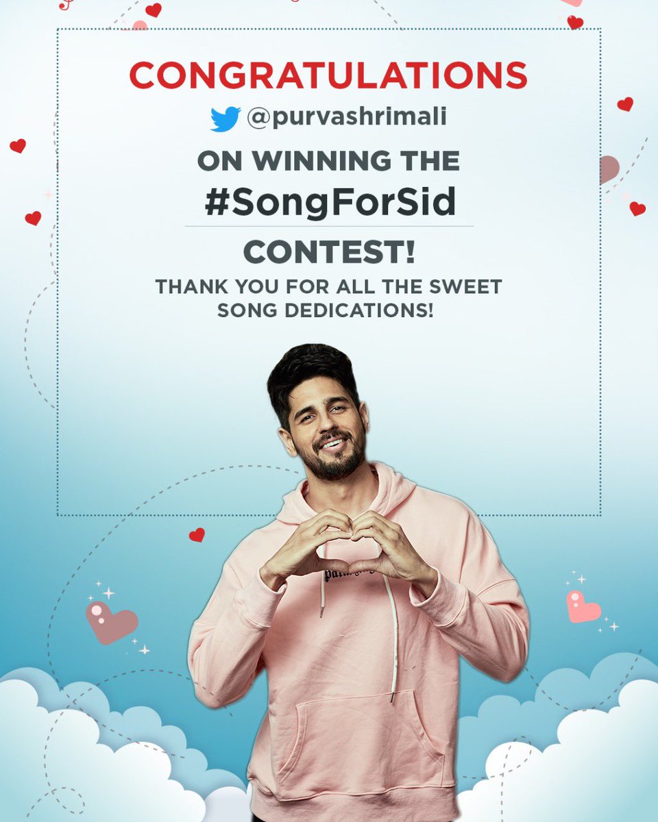 SidMalhotra's tweet photo. I loved all your song dedications and I wish I could chat with all of you lovely people. But, @PurvaShrimali congratulations on the win! And a big hug to all of you for sending across so much love.
#SongForSid https://t.co/xNQHAiSD7U