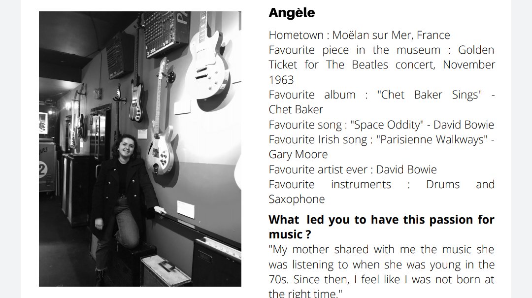 Meet our team. The fabulous Angele. She has no right to have such amazing taste in music and be this young. #templebarrocks #irishrockmuseum #brittany #Bretagne