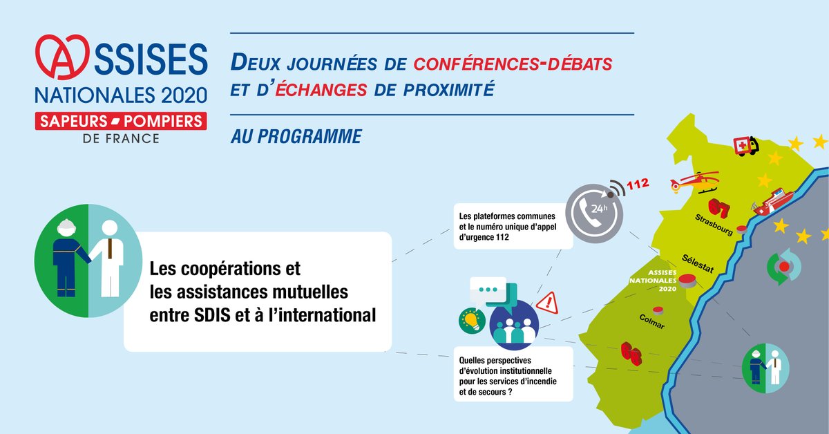 AssisesSP2020's tweet photo. [@AssisesSP2020] 2 journées de conférences-débats et d'échanges de proximité à #Sélestat autour de trois thématiques principales. La 2e : Les coopérations et les assistances mutuelles entre SDIS et à l’international Programme sur https://t.co/a0pOn4lYGG / https://t.co/7MOOumpEbC https://t.co/eAHmZECnyT