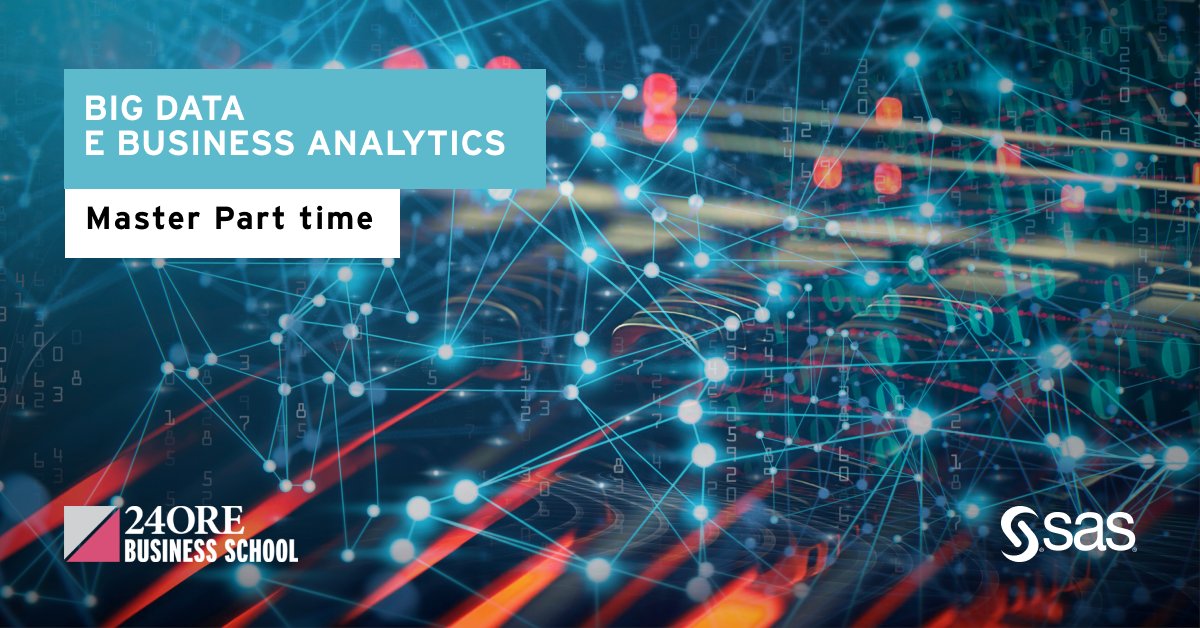Il Master Big Data e Business Analytics, in collaborazione con @SASItaly, ti permette di accedere all’esame di certificazione internazionale “SAS® Certified Specialist: Visual Business Analytics".
Scopri di più: bit.ly/30Hna33
