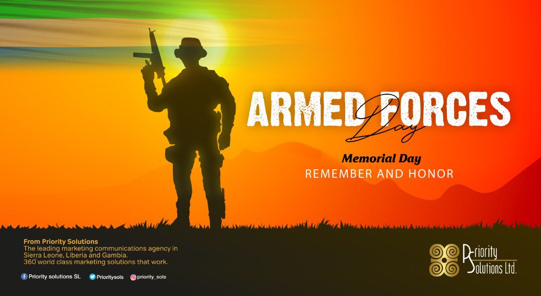 Prioritysols's tweet photo. We Are Safe Because We Have Our Army Keeping Us Protected Each and Every Moment…. Salute to Our Army🙌🏾👍🏾🙏🏾💪🏾
.
.
Best Wishes on Arm Forces day.
#ArmForceDay #SaloneTwitter https://t.co/dhpE8k7OWa