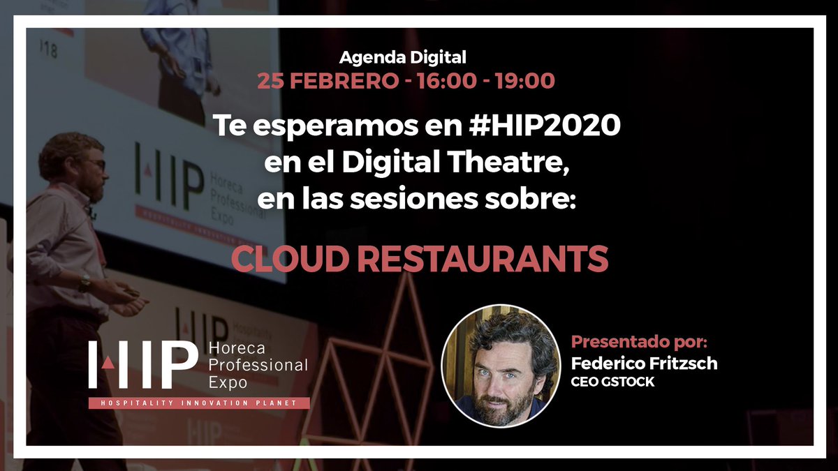 GStock_es's tweet photo. Ven a #CloudRestaurants en #HIP2020, la sesión con las claves para la #digitalización del restaurante y de la que nuestro CEO @Fedeflich es host. Le acompañan @BavelVoxel @Smartvisualdata @syntonize_ @AmRestHoldings @MapalSoftware #ladition @mrmsolutionssl #arentia https://t.co/iEDBA8KRUA