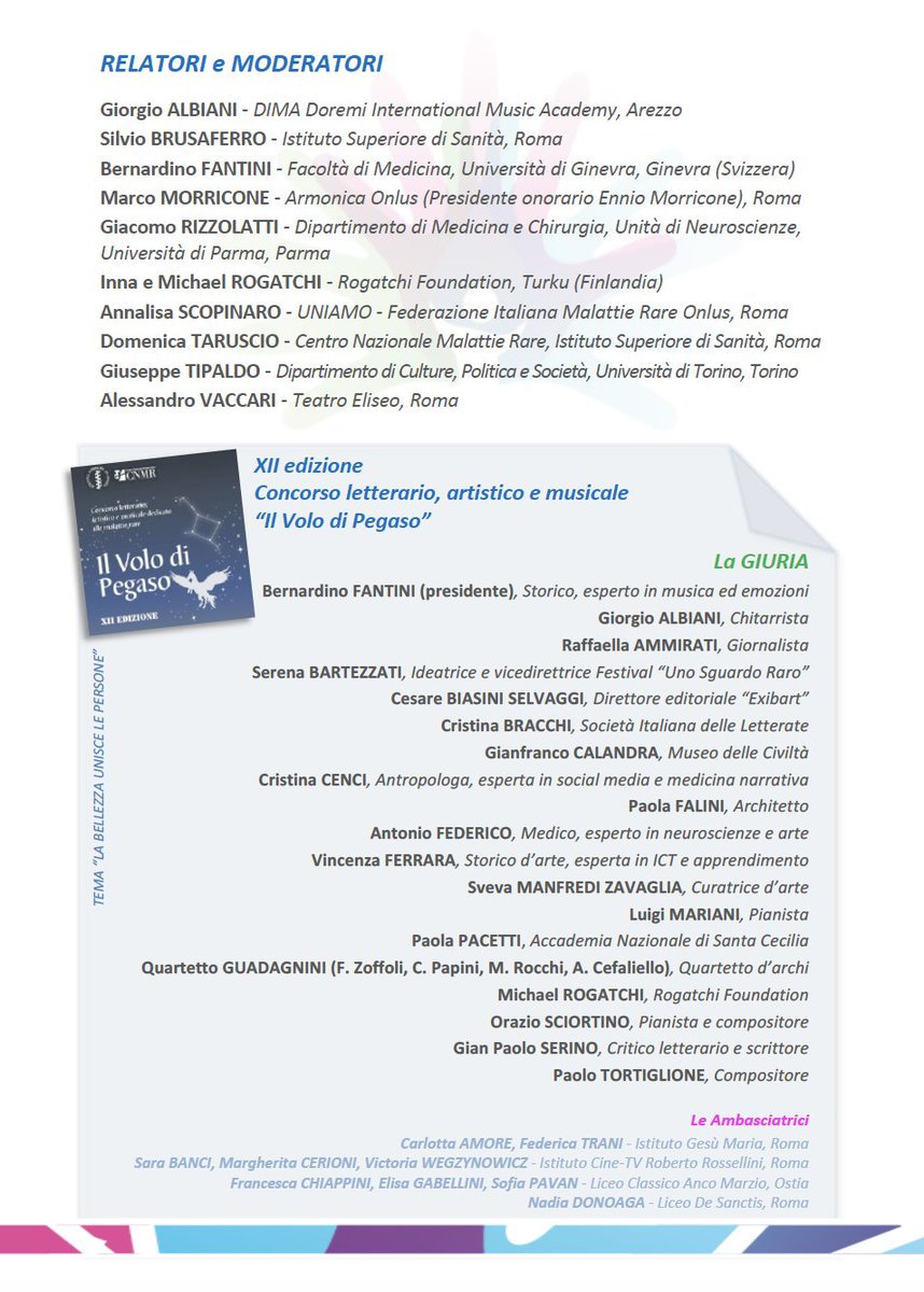 istsupsan's tweet photo. #Scienza e #Arte insieme per il #RareDiseaseDay
@cnmr_ISS e @uniamofimronlus festeggiano il 24.02.2020 @TeatroEliseo con @RizzolattiG @GiorgioAlbiani
#Cerimonia di #Premiazione di @concorsopegaso
Iscrizioni: https://t.co/dqVNrO5BXn
#malattirare #healthumanities https://t.co/JAcaec99Ty