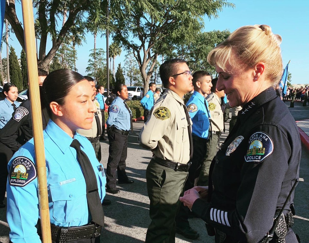 SAUSDPD's tweet photo. Today, three new School Police Explorers graduated from the 2020 OCLEEAA Winter Academy. Congratulations, we are extremely proud of our SAUSD School Police Explorers! #winteracademy #wearesausd #youth #santaana #schoolpolice #post490 #congratulations https://t.co/5cuIk5MlJZ