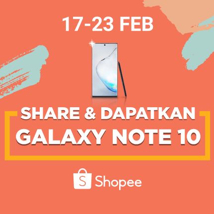 Ketik "Galaxy Note 10" di Shopee buat dapetin secara GRATIS! Share info ini sekarang! play.shopee.co.id/share?share=un…