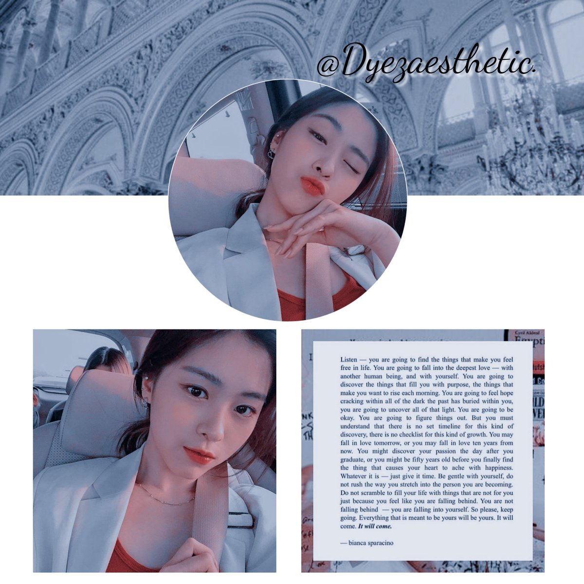 Dyezaurbae_'s tweet photo. Aesthetic pack/layout Ryujin ITZY. Fav/rt if you like or use it. and let's follow me to get more photos like this.
#Ryujinpack #ryujinaesthetic #shinryujin #itzy #dyezaesthetic #dyezapack #kpoplayoutpack https://t.co/txY5uGbzM4