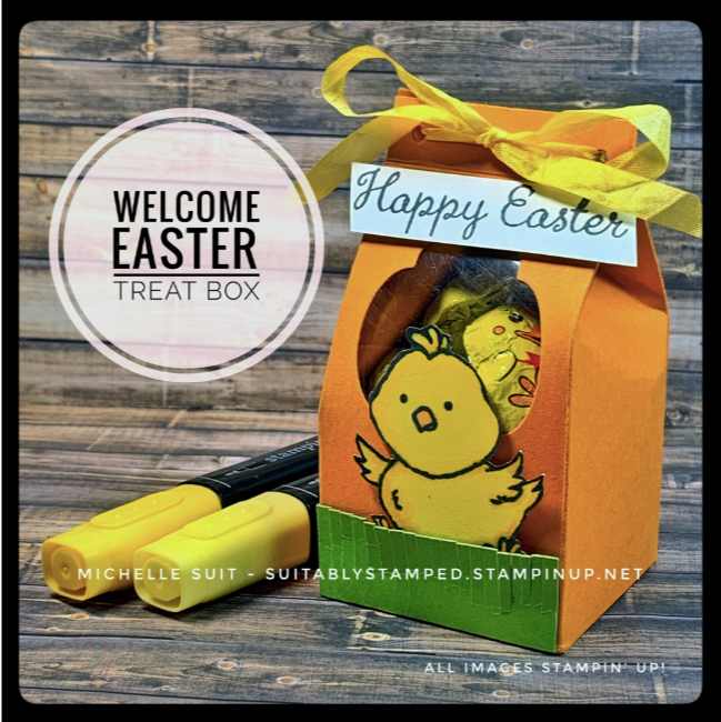 SuitablyStamped's tweet photo. Welcome Easter Treat Box - https://t.co/I0JPMlX1Xa A sweet glimpse of spring from this week's Create at 8 Facebook Live. #suitablystamped #treat #Easter #spring #gift #diy #WelcomeSpring #stampinupdemonstrator #stampinup #chocolate https://t.co/f19HctHgUQ