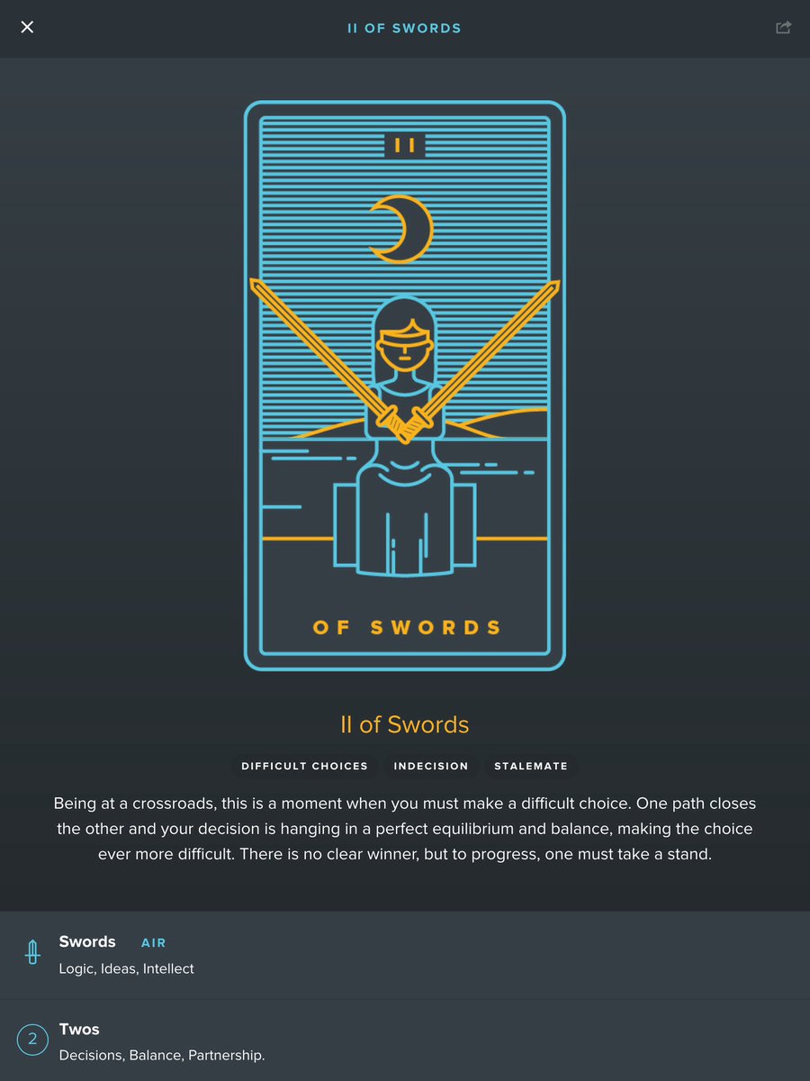 HelphyrKlub's tweet photo. #D0N3 B WitcheryChannel #WiChRep #Divination #Tarot card for PatriciaFrelig1 for the week of 20200217: Two (2) of Swords https://t.co/xBBWlsELCG