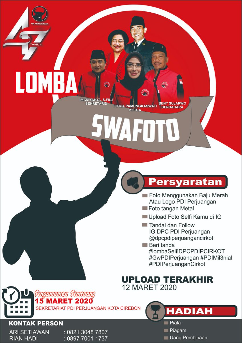 DPCPDIPCIRKOT's tweet photo. Syarat dan Ketentuan berlaku
@DPD_PDIP_JABAR 
@PDI_Perjuangan 
@poradpppdip https://t.co/ZxfUPo54dy