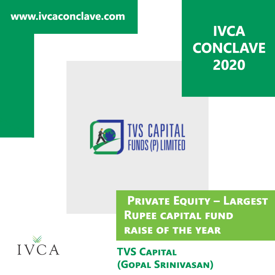 IndianVCA's tweet photo. Private Equity – Largest Rupee Capital Fund Raise Of The Tear
Winner: @TVSCapitalFunds @GopalSri  
#IVCAconclave https://t.co/qtChTrHpAD