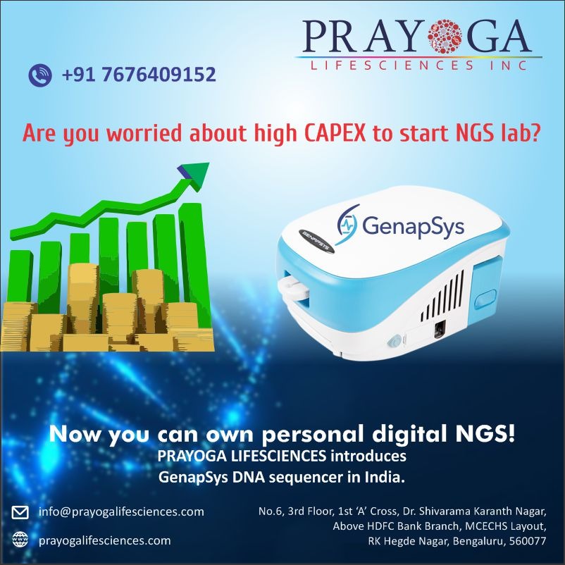 IncPrayoga's tweet photo. The Genapsys Sequencer is exceptionally accurate, incredibly scalable, amazingly affordable.
Prayoga Lifesciences is the Authorised Distribution Partner of GenapSys in India.
For Sales, Services &amp; Support +91 7676409152
more details - https://t.co/ZfwoUaKIJH
#GenapSys #bangalore https://t.co/jpRu1YoPv9