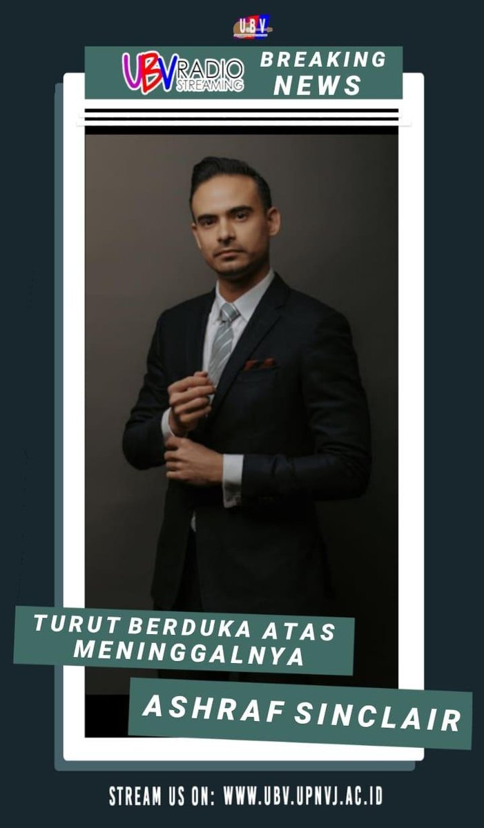 Berita duka datang dari penyanyi @bclsinclair. Dikabarkan sang suami, <a href="/ashrafsinclair/">Ashraf Sinclair</a> menghembuskan nafas terakhirnya di usia 40 tahun pada hari Selasa, 18 Februari 2020 pukul 3.40 pagi tadi karena serangan jantung. Semoga amal ibadahnya diterima sisiNya. Amin🙏

#UBVRadioNews