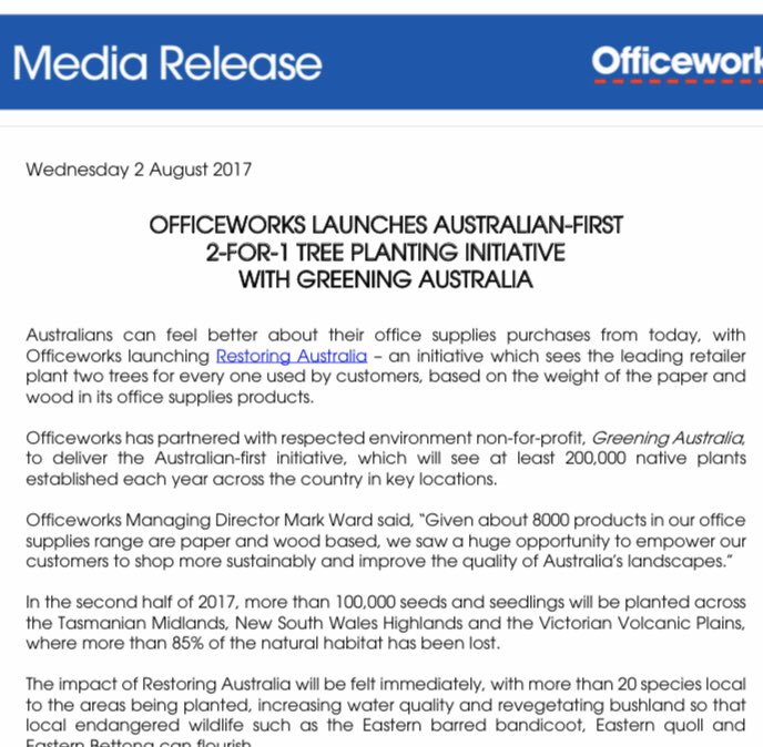 robwhyteAUS's tweet photo. @Officeworks just made a purchase at your Osborne Park (WA) store and was reading about your @GreeningAust partnership which was warming. Opted to receive my receipt by email, but was then given a paper receipt? Talk about incongruency. #mixedmessages https://t.co/KHxUXzR1hR