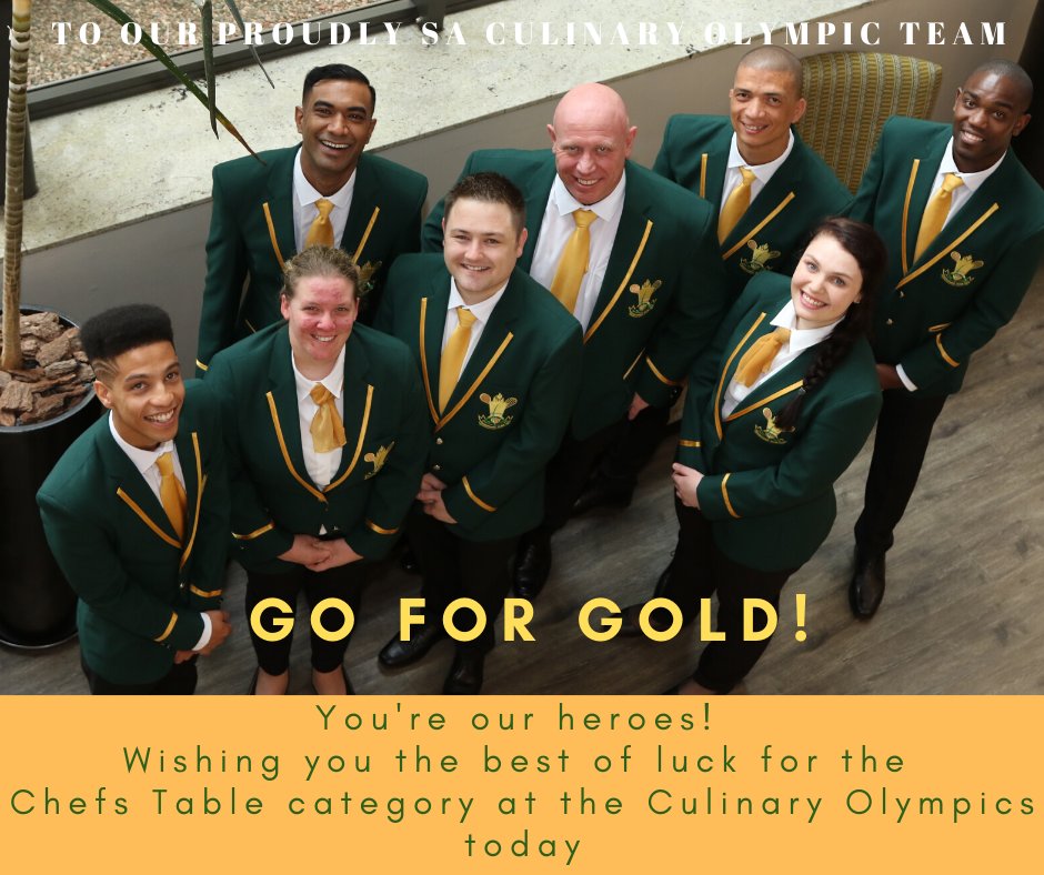 Tourism_gov_za's tweet photo. Congratulations to #CulinaryTeamSA for an amazing performance at the chefs table last night for being awarded a bronze medal.

Hold thumbs and send a shout out to the team as they prepare for the Restaurant of Nations in the evening. 
Credit:  #CulinaryTeamSA https://t.co/b5rvdYGPVo