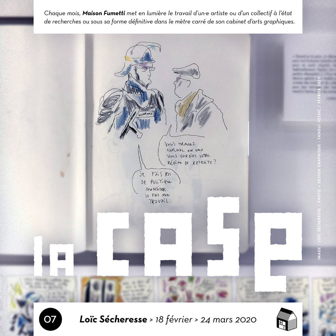maisonfumetti's tweet photo. Et voici l'auteur @loicsecheresse dans La Case ce mois ci !
En mars, la Case expose les dessins de manif du dessinateur de You & me, Ys, et Heavy Metal.
#maisonfumetti #Nantes #lacase #loicsecheresse #manif #croquis #carnet https://t.co/Sb3Sm7hSBo
