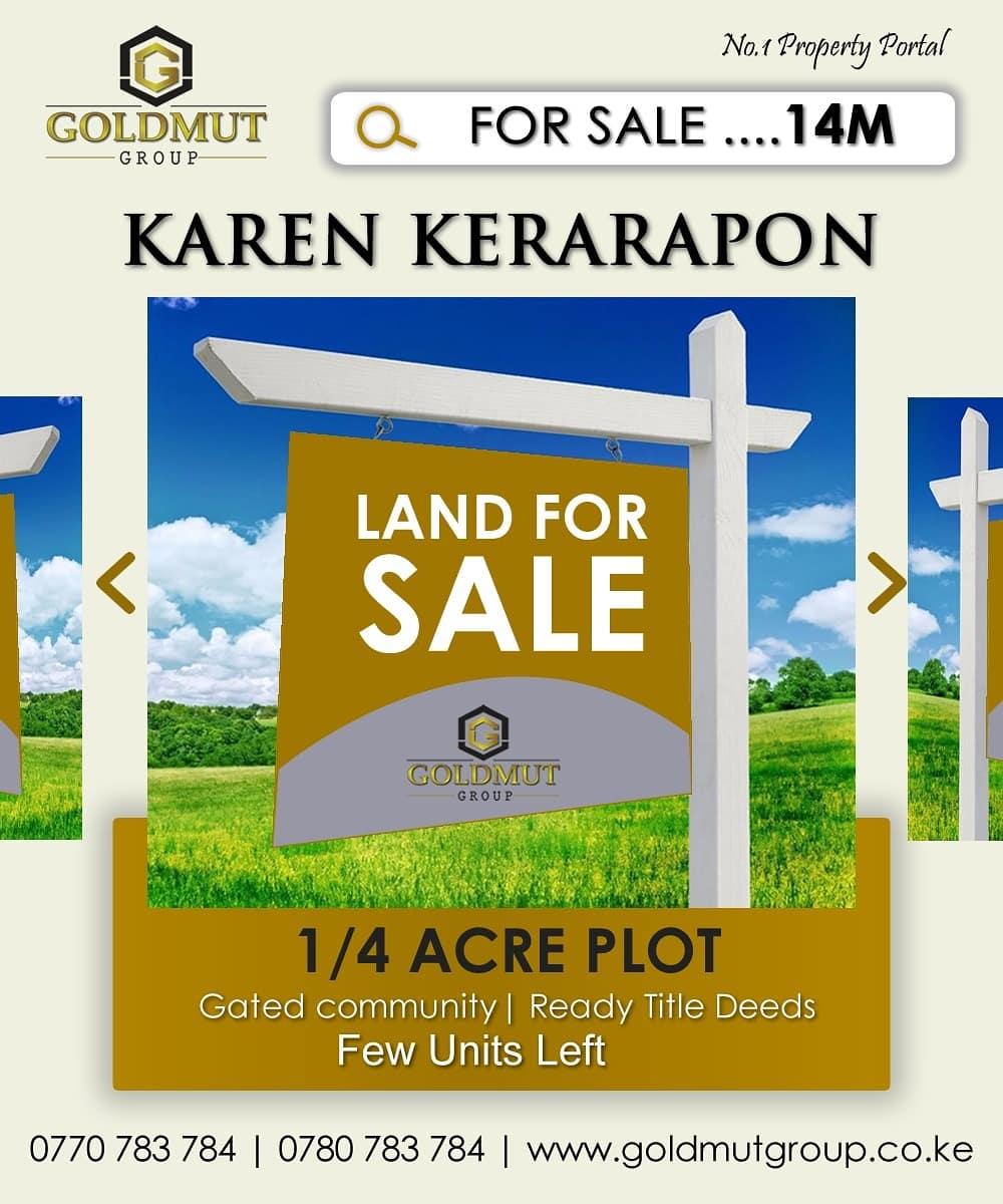 GoldmutG's tweet photo. FOR SALE!
1/4 acre plot for sale available in Karen Kerarapon asking price 14M
https://t.co/LEa3Ck8Dhe
Beautiful gated community eighths for sale on kerarapon 21st Drive.Theyโฆ https://t.co/tG9cwSCkD2
#uonnimechoka
#andakonamabadiliko
#SmartKodi Sabot #TuesdayThoughts https://t.co/fBWpmMnJln