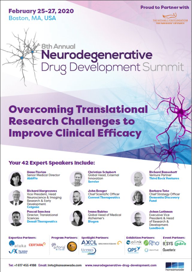 Event : Neurodegenerative Drug Development Summit 2020
Specialty : Pharmacology
Date : 25-Feb to 27-Feb-2020
Location : Boston, MA, USA
For more details visit our website medconfworld.com
#medicalconference2020 #cme #medicalevents #pharmacology #boston #massachusetts #USA