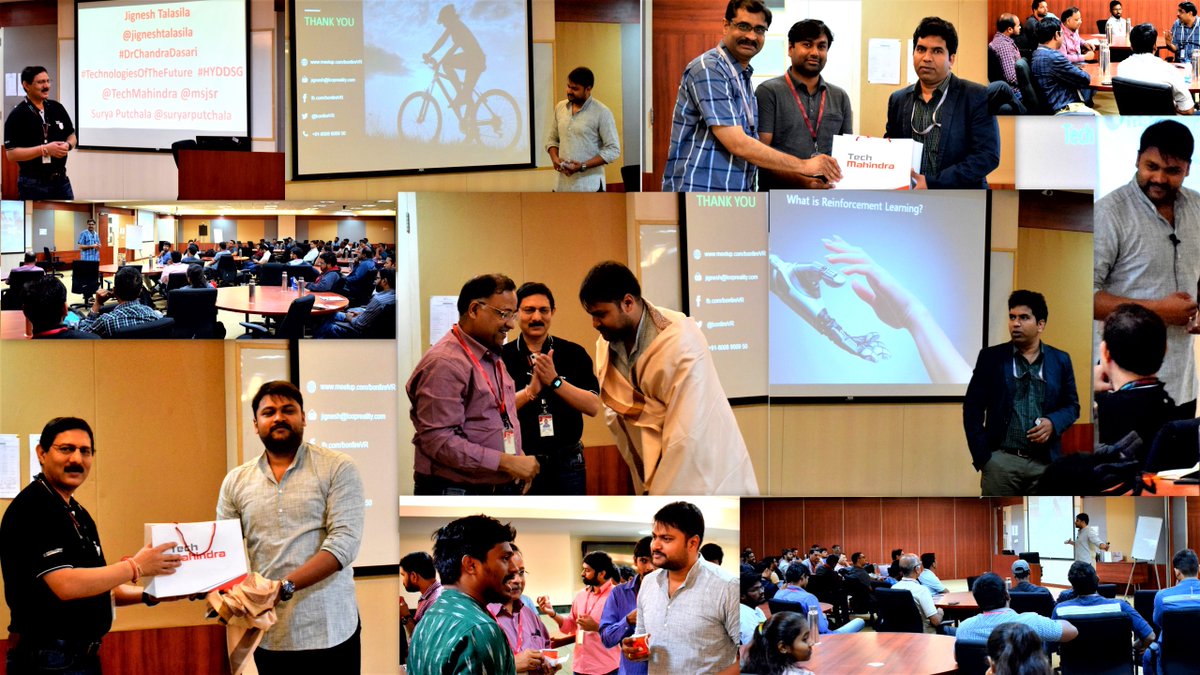 amarpals's tweet photo. "#HydTechCouncil @Tech_Mahindra hosting TechLecture03 #TechnologiesOfTheFuture #AIML
#ARVR EnhancingCX - @jigneshtalasila #ReinforcementLearning - #DrChandra
150 Delegates attending @SatLearning #TheTechMWay #LoveToBeTechM
@C_P_Gurnani @vinay_agrawal @vivekhgupta" https://t.co/faLcIubgin