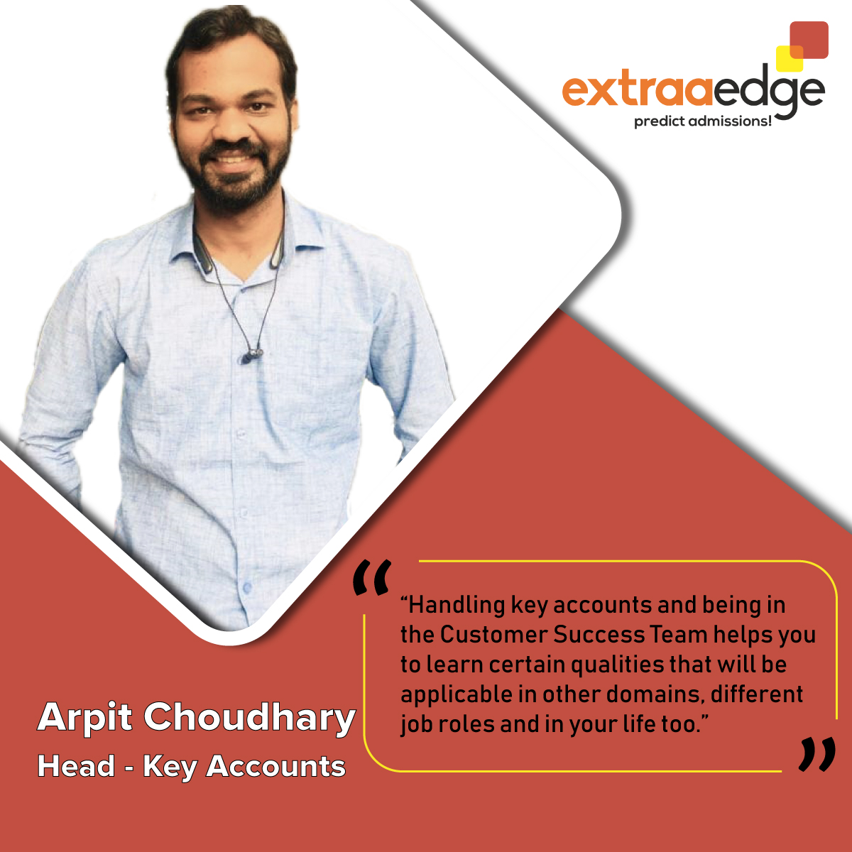 ExtraaEdge's tweet image. #Team Talks!
Mr. @arpitjain61018 - Head, Key Accounts. He has been a key person in creating success for enterprise clientele @ ExtraaEdge. Here's what he has to say about his journey:
linkedin.com/feed/update/ur…
#lifeatextraaedge #startuplife #customer_success #CS #pune #motivation