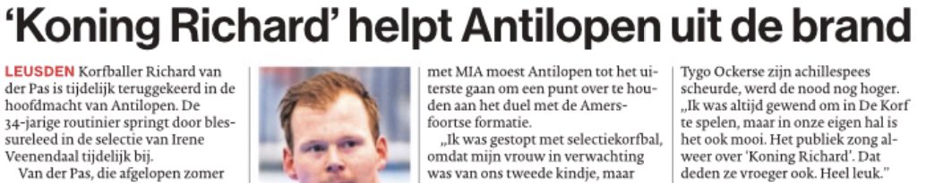 StanSchrijft's tweet photo. In #AD Amersfoort: ‘Koning Richard’ van der Pas helpt @KCAntilopen uit de brand #korfbal https://t.co/dFpaOyDoE0