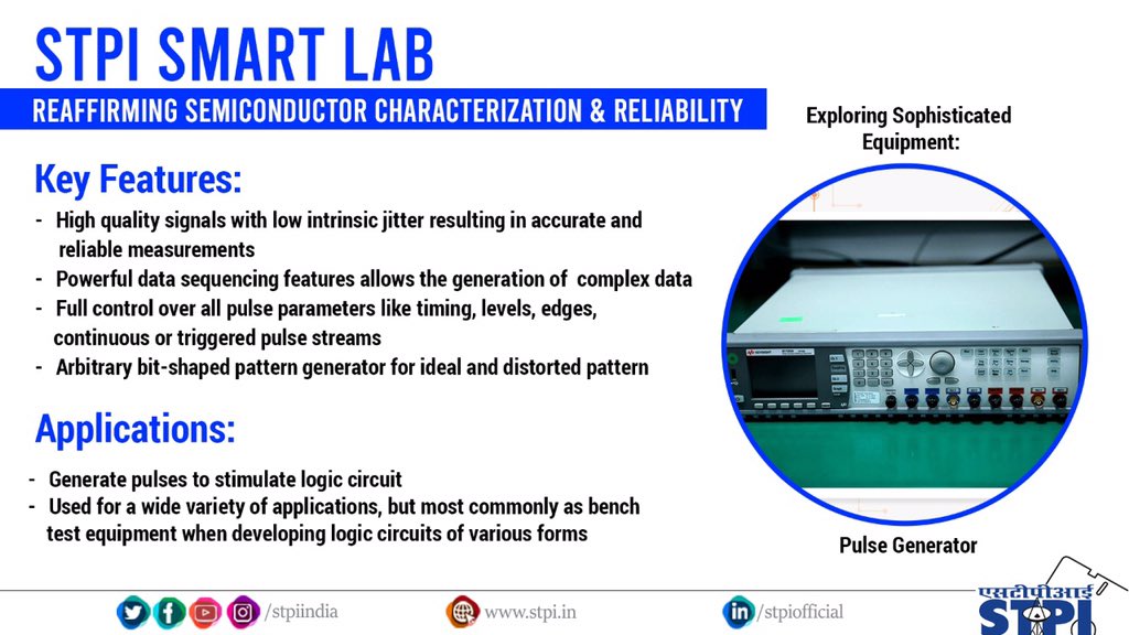 stpiindia's tweet photo. #PulseGenerator provides #ESDM companies the convenience of #UX through front panel control with greater manoeuvrability &amp; empowers them to test various electronic products with effectiveness, reliability, precision and speed. #STPISMARTLab #STPIINDIA @STPIBengaluru @Omkar_Raii https://t.co/fKfzseyXGd