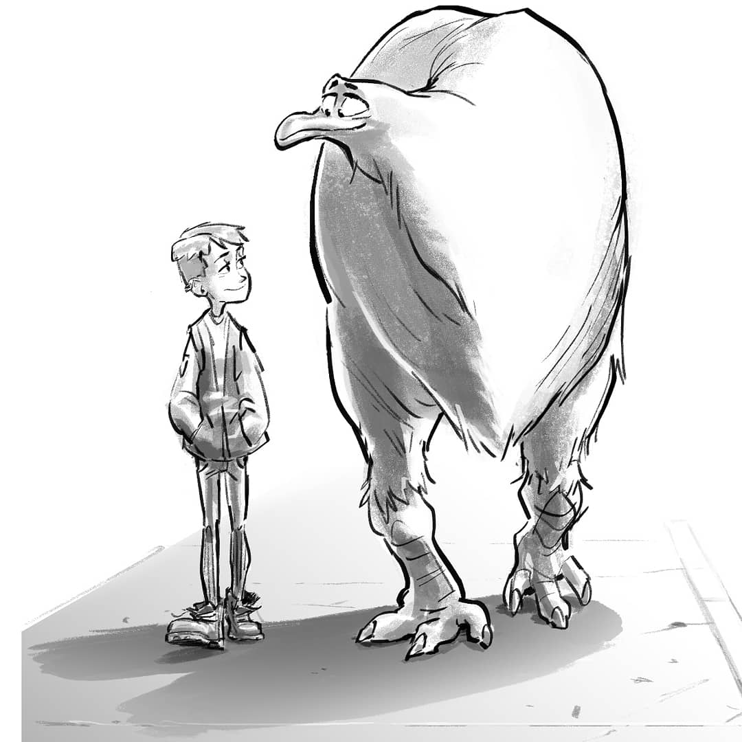phrunzoid's tweet photo. Some promo art for work. A girl and her moa. #characterdesign #artwork https://t.co/rRSQSnB4eY