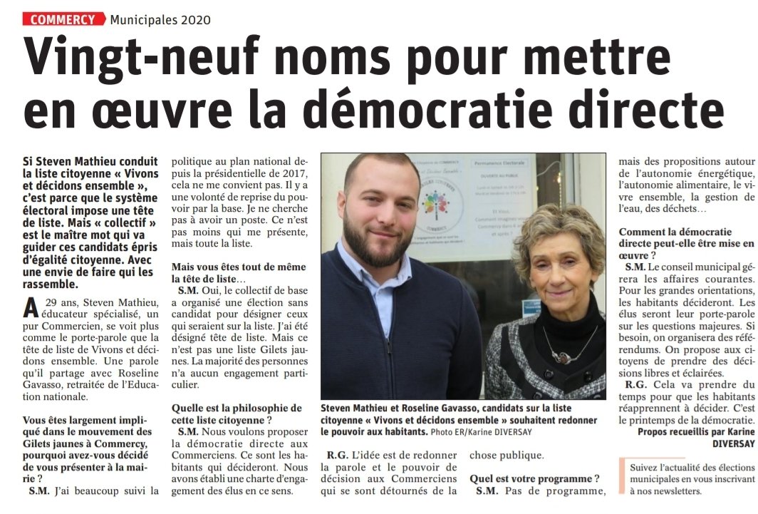 ACCommercy's tweet photo. Steven MATHIEU et Roseline GAVASSO désigné.e.s têtes de liste pour les #Municipales2020 à #Commercy ! Démocratie directe, sans compromis... https://t.co/oIN8FgGzwh