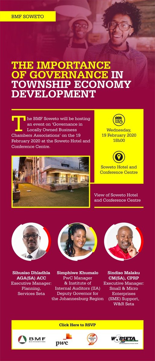 Join us as we discuss the importance of governance in the township economy development tomorrow in the evening