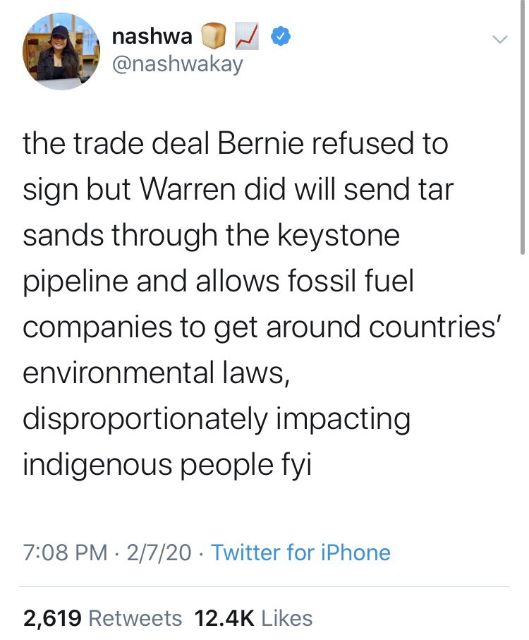 bookishboogy23's tweet photo. @saramikaila She ignored us #WaterProtectors at #StandingRock after a lifetime of red face. Warren has lied so often even over senseless things that I do not trust her 4 life-saving social protections as #M4A #ExpandedSocialSecurity+. Doesn’t adequately confront #ClimateEmergency. #TioBernie https://t.co/rTqb0LHKNL