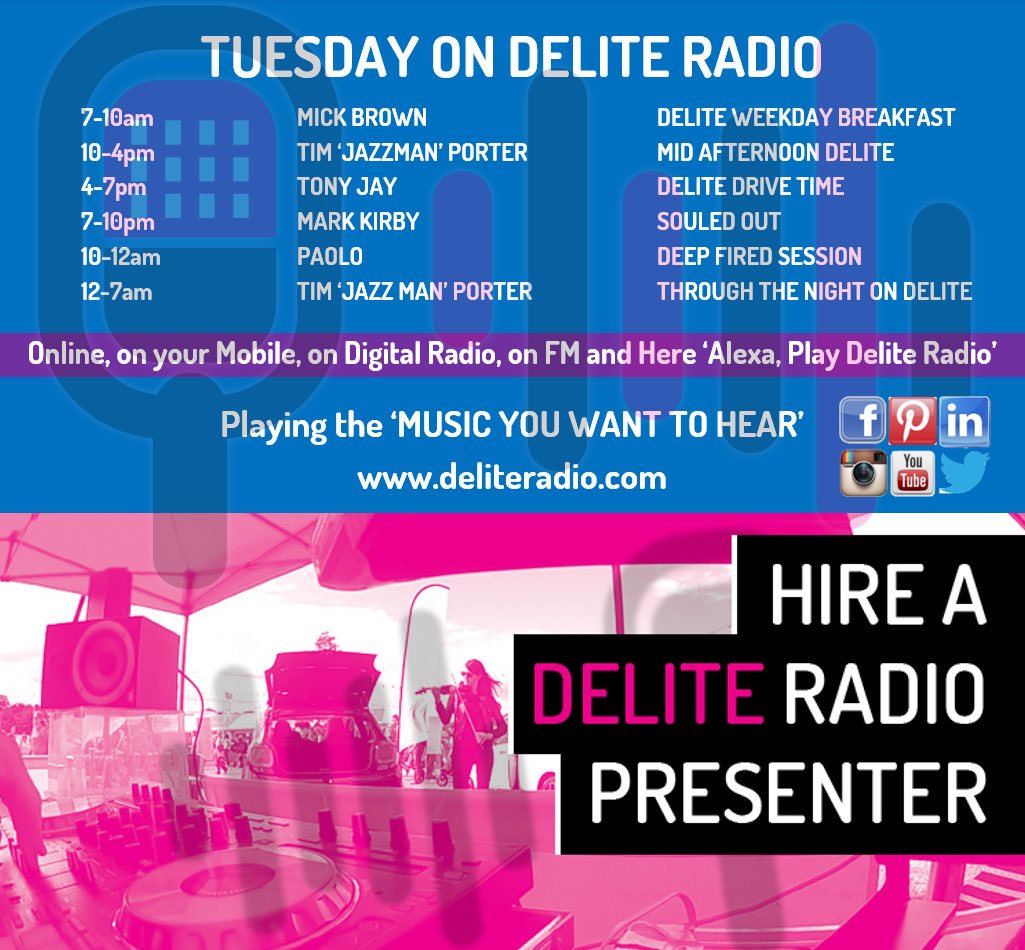 Delite Radio - Music You Want To Hear (@deliteradio) on Twitter photo Check out the <a href="/DeliteRadio/">Delite Radio - Music You Want To Hear</a> #schedule for today.
Playing the #music you want to hear on #DAB in #London, #Manchester, #Birmingham, #Glasgow, #Portsmouth & on #FM in #Cyprus.
Click to #listenlive deliteradio.com Check out the <a href="/DeliteRadio/">Delite Radio - Music You Want To Hear</a> #schedule for today.
Playing the #music you want to hear on #DAB in #London, #Manchester, #Birmingham, #Glasgow, #Portsmouth & on #FM in #Cyprus.
Click to #listenlive deliteradio.com