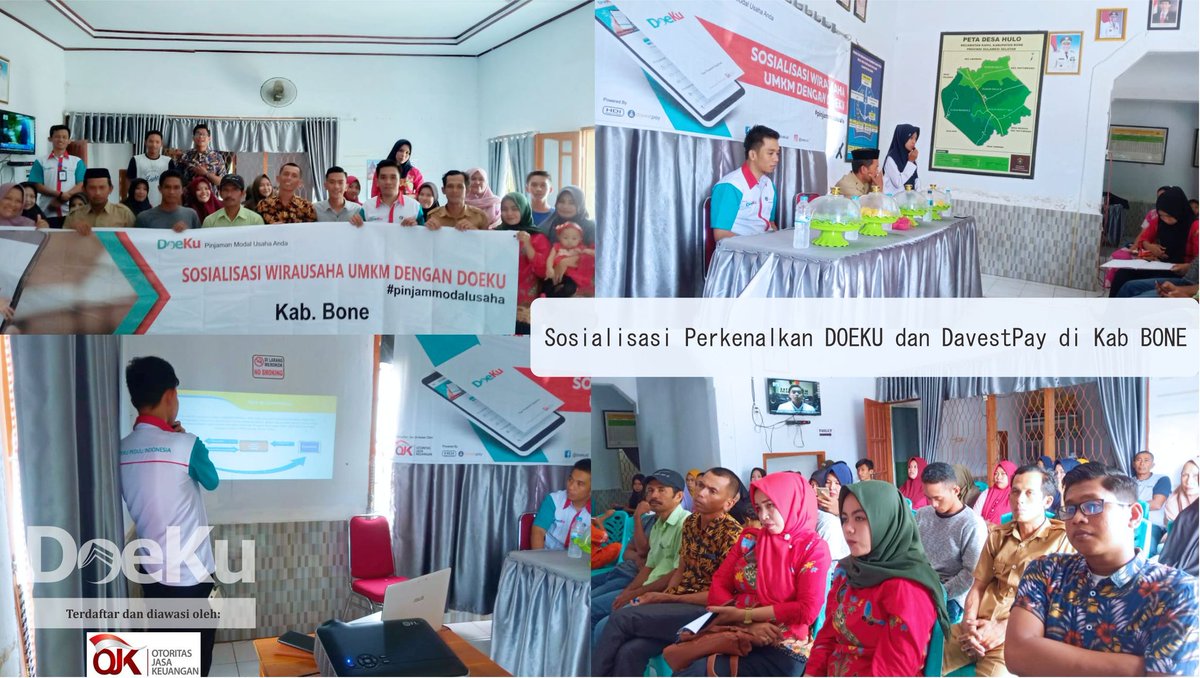 Sosialisasi Perkenalkan DOEKU dan DavestPay di Kab BONE
Pada 18 Februari 2020, Tim DOEKU melakukan sosialisasi ke-4 di Kab Bone tepatnya di Balai Kantor Desa Hulo Kecamatan Kahu, Bone Selatan. UMKM diperkenalkan dengan dua aplikasi yaitu DOEKU &amp; DavestPay.
blog.doeku.id/artikel/sosial…